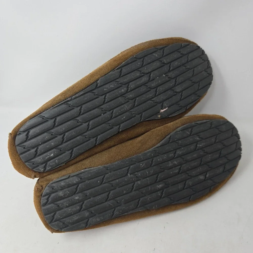 Florsheim Mens Brown Suede Faux Fur Lined Moccasin Slippers 5382106 Size 12M